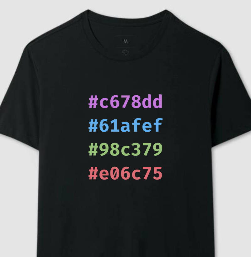 Camiseta - One Dark Pro Hexadecimal Colors